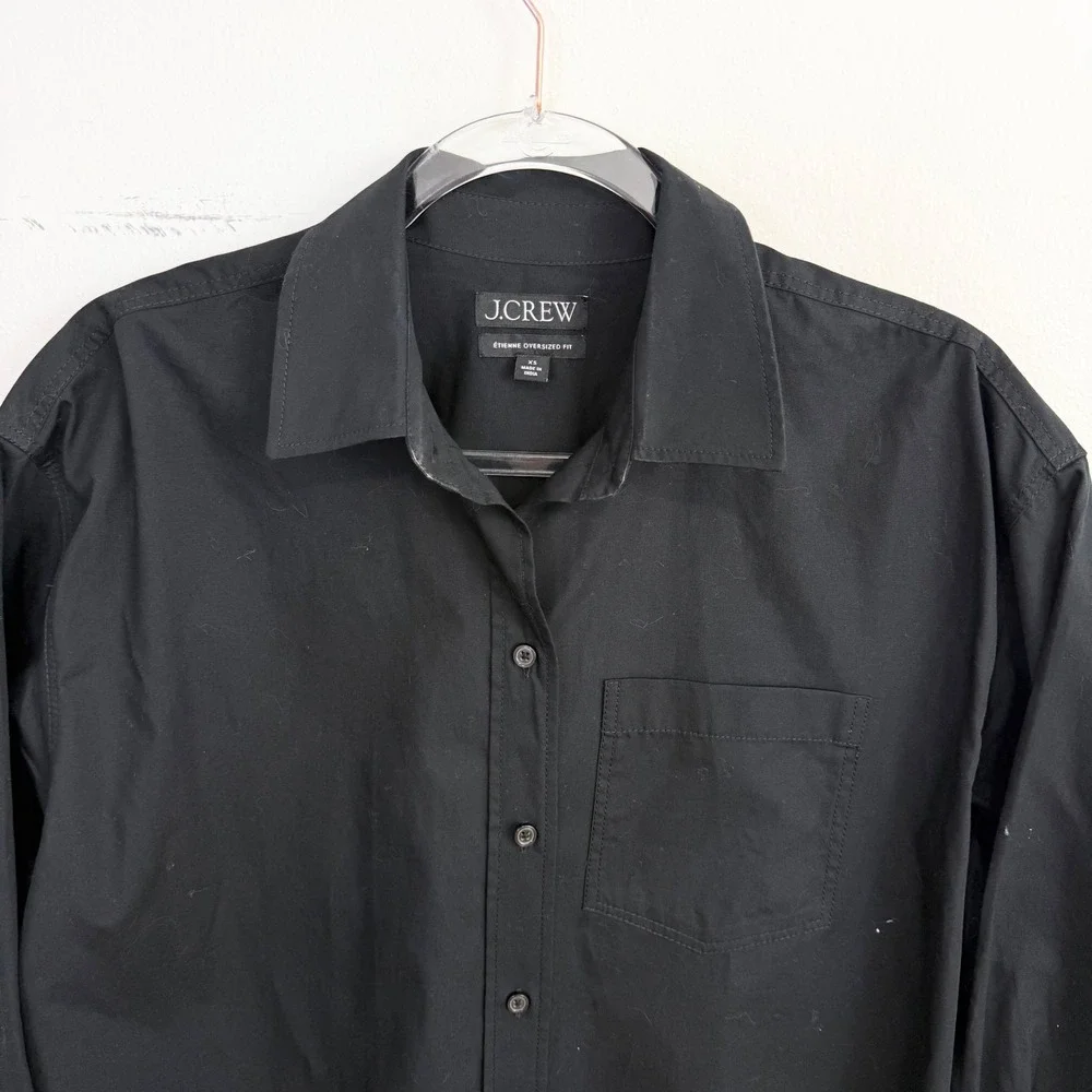 J.Crew Étienne Oversized Black Cotton Button Front Shirt XS